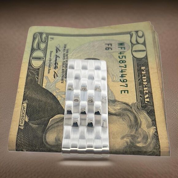 Tiffany & Co Weave Money Clip Sterling Silver 16.6 Grams Estate TIF892 - Picture 1 of 13